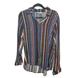 ✨ Big Dart Women's Tribal Boho Button-Up Blouse US 12 EU 44 GUC ✨